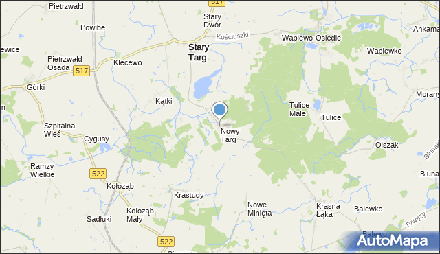 mapa Nowego Targu, Nowy Targ gmina Stary Targ na mapie Targeo